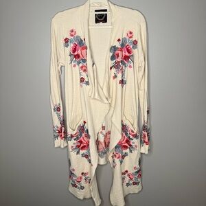 Johnny Was Cream Knit embroidered Cardigan